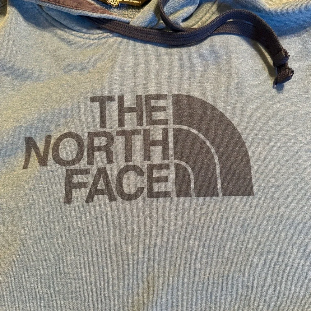 The North Face Mens Blue Heathered Logo Pullover Hoodie Sweatshirt Medium M
